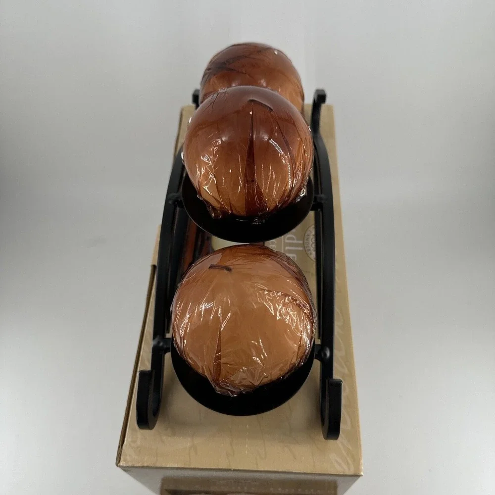 Iron‎ Candle Holder Renwick Candles w/3 Vanilla Scented Ball Candles 11